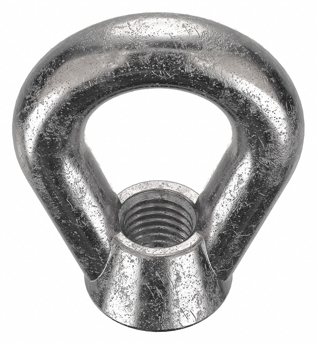 Eye Nut: 3/4"-10 Thread, Stainless Steel, Plain, Oval, 1 1/2 in Inside Dia, 2 1/2 in Outside Dia