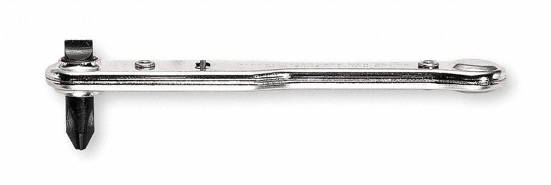 Multi-Bit Screwdriver: Phillips/Slotted Tip, 1/4 in/#2 Tip Size, 2 Tips, 4 in Overall Lg