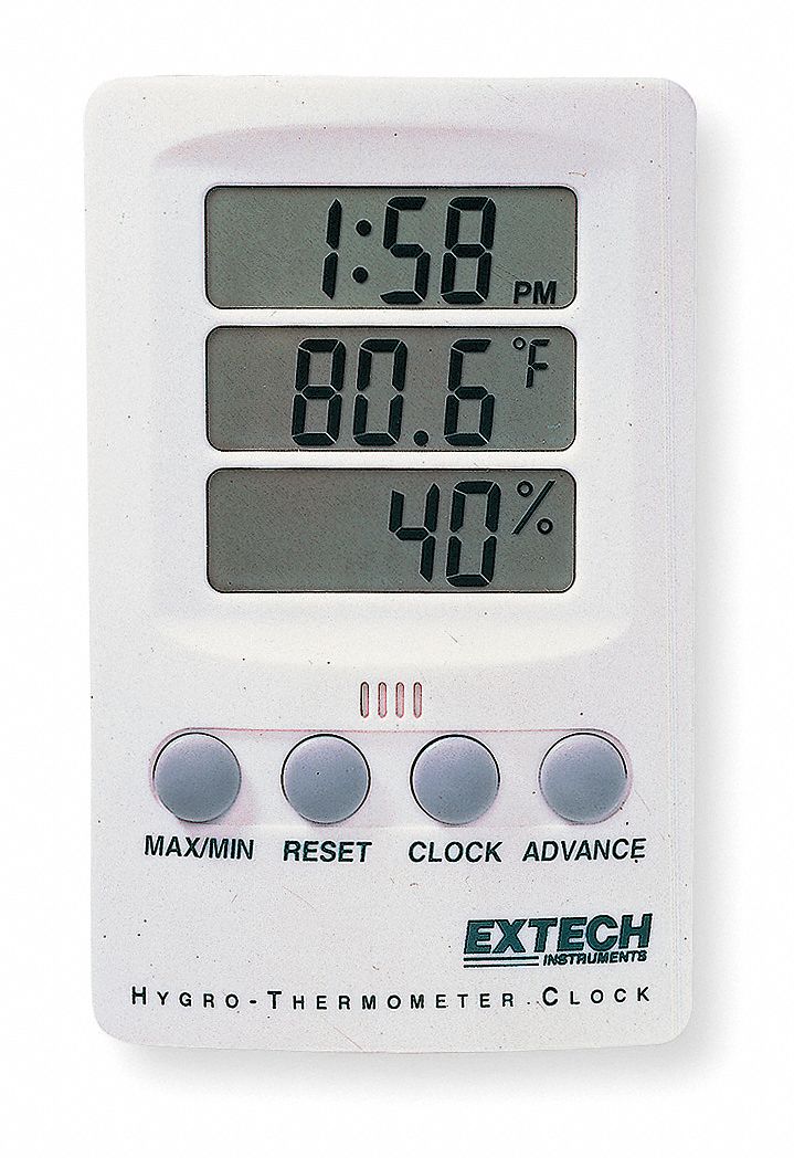 3ZH92 - Clock Digital Hygrometer 14 to 140 F