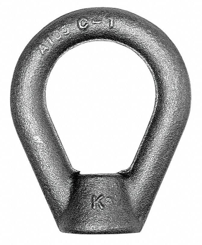 KEN Eye Nut 3/4"10 Thread, Steel, Black Oxide, Oval, 1 1/2 in