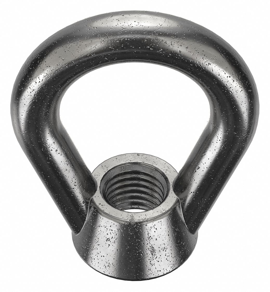 Eye Nut: 3/4"-10 Thread, Steel, Oval, 1 1/2 in Eye In Dia, 2 1/2 in Eye Out Dia, 3 in Ht, 5,000 lb