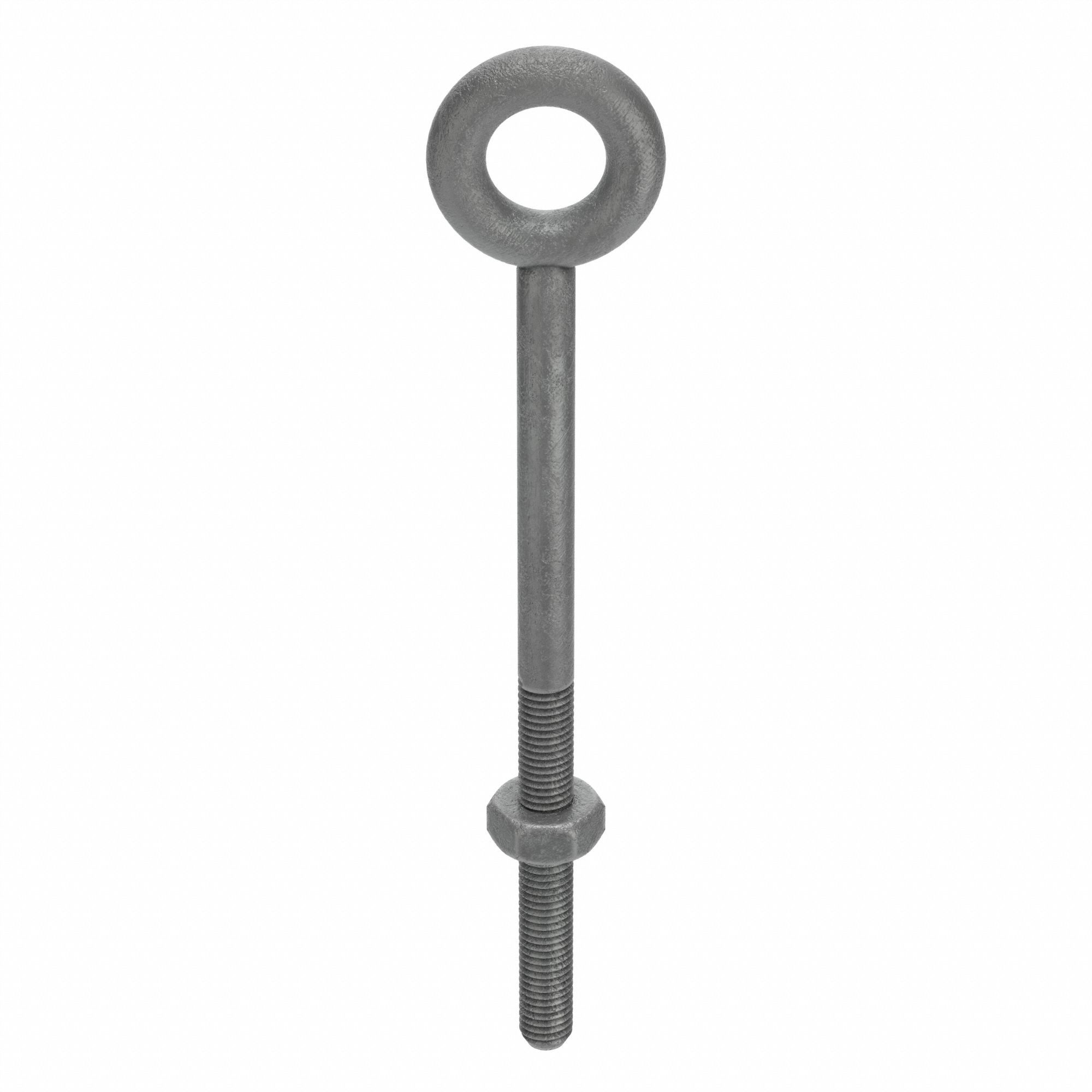 Machinery Eye Bolt: Without Shoulder, Steel, Galvanized, 1/2"-13 Thread Size, 3 in Thread Lg