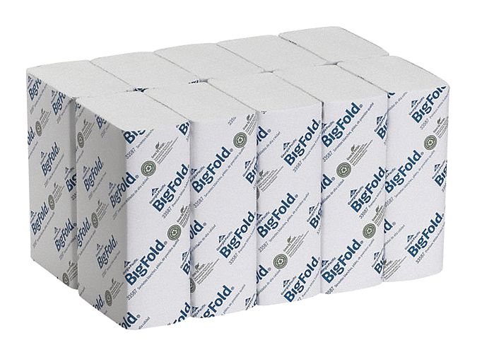 Paper Towel Sheets: White, 10 1/4 in Sheet Wd, 10 3/4 in Sheet Lg, 220 Sheets, 10 PK