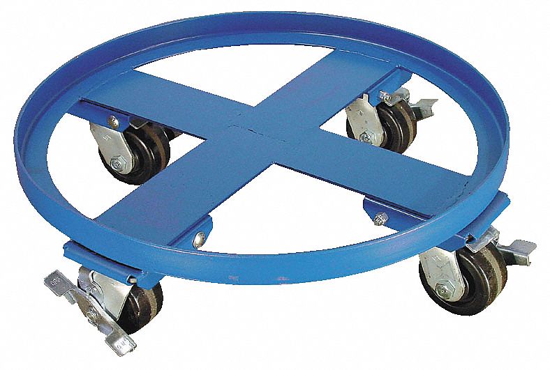 HEAVY-DUTY DRUM DOLLY, BLUE, FOR USE WITH DRUM
