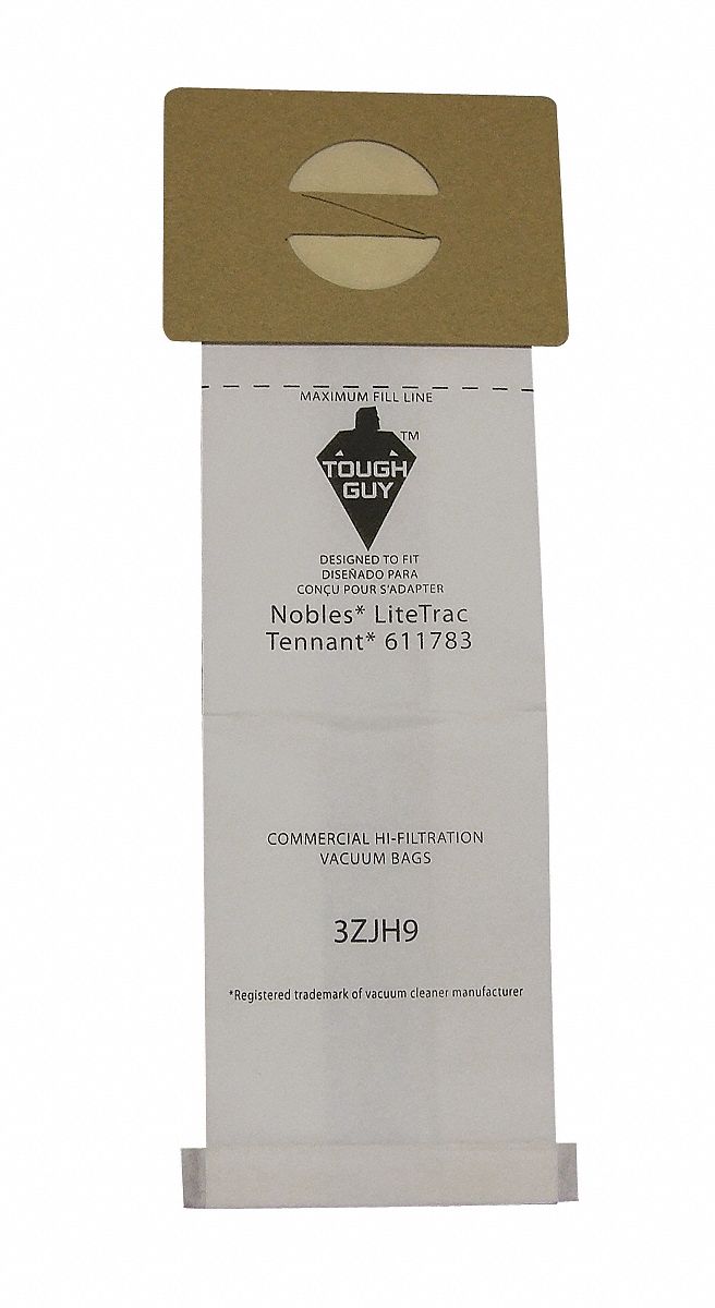 Vacuum Bag: Nobles/Tennant, V-DHU-14/36, Dry, Paper, 2-Ply, Std, 3ZJH9