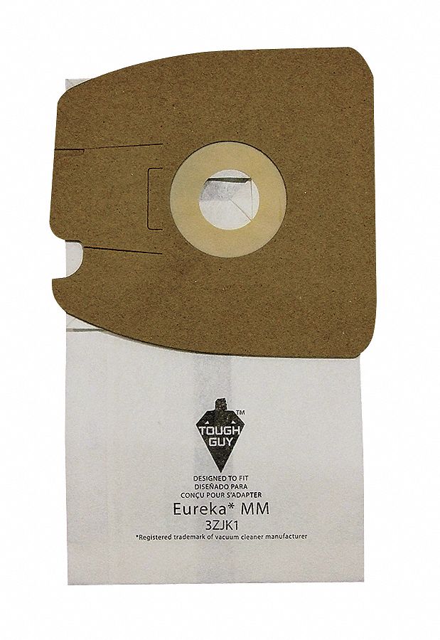 TOUGH GUY, Fits Eureka Vacuum Brand, Dry, Vacuum Bag 3ZJK13ZJK1 Grainger