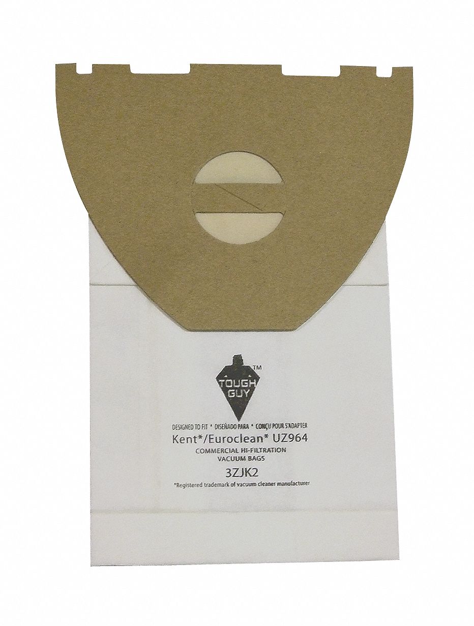 Vacuum Bag: Clarke/Euroclean/Nilfisk, UZ964, Dry, Paper, 2-Ply, Std, 3ZJK2