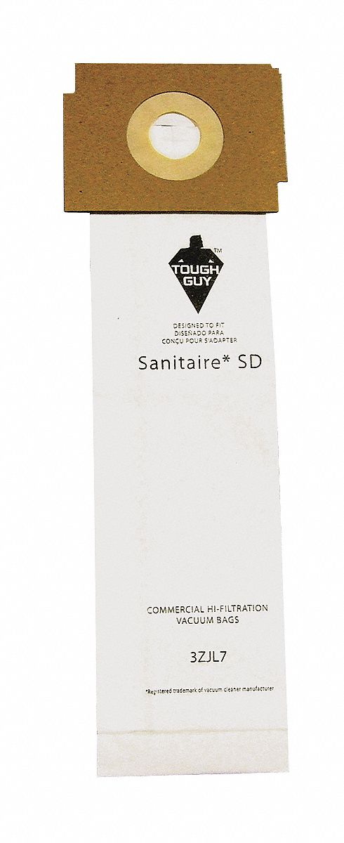 Vacuum Bag: Sanitaire/Triple S, SC9120/SC9150/SC9180/SC9180B, Dry, Paper, 2-Ply, Std