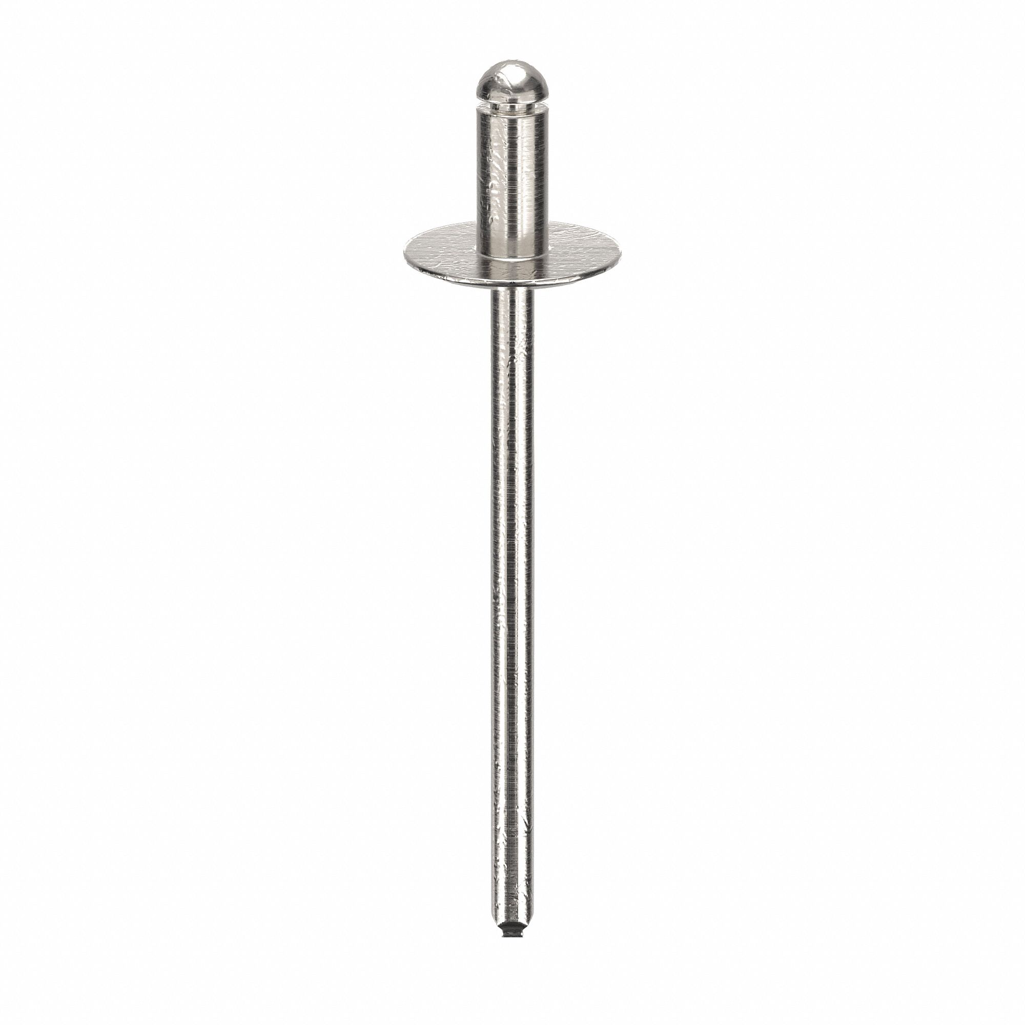 Blind Rivet, 1.54 in L, 0.122 in dia, PK500: Inch, 1 35/64 in Overall Lg, 1/4 in Body Lg, Plain, 500 PK
