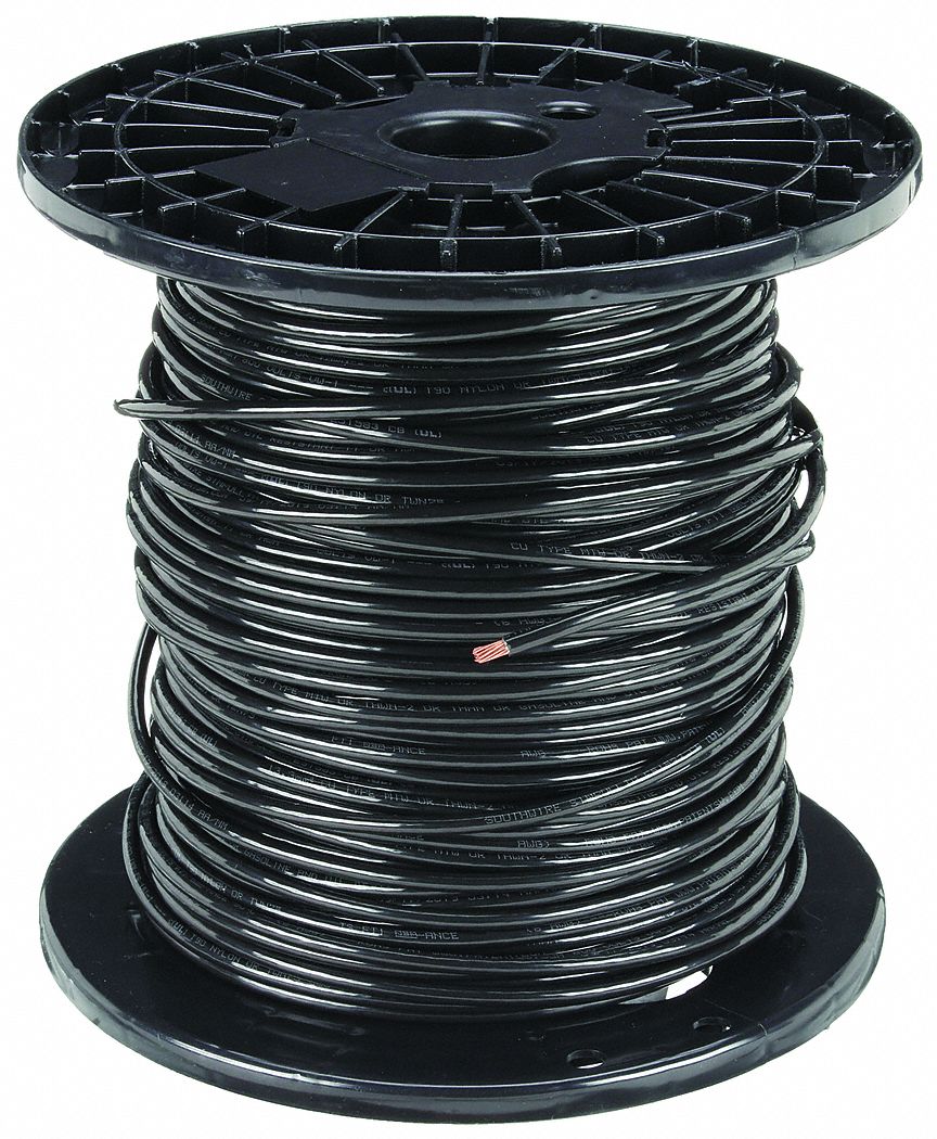 BUILDING WIRE, 4 AWG WIRE SIZE, 1 CONDUCTOR, 500 FT L, THHN, BLACK