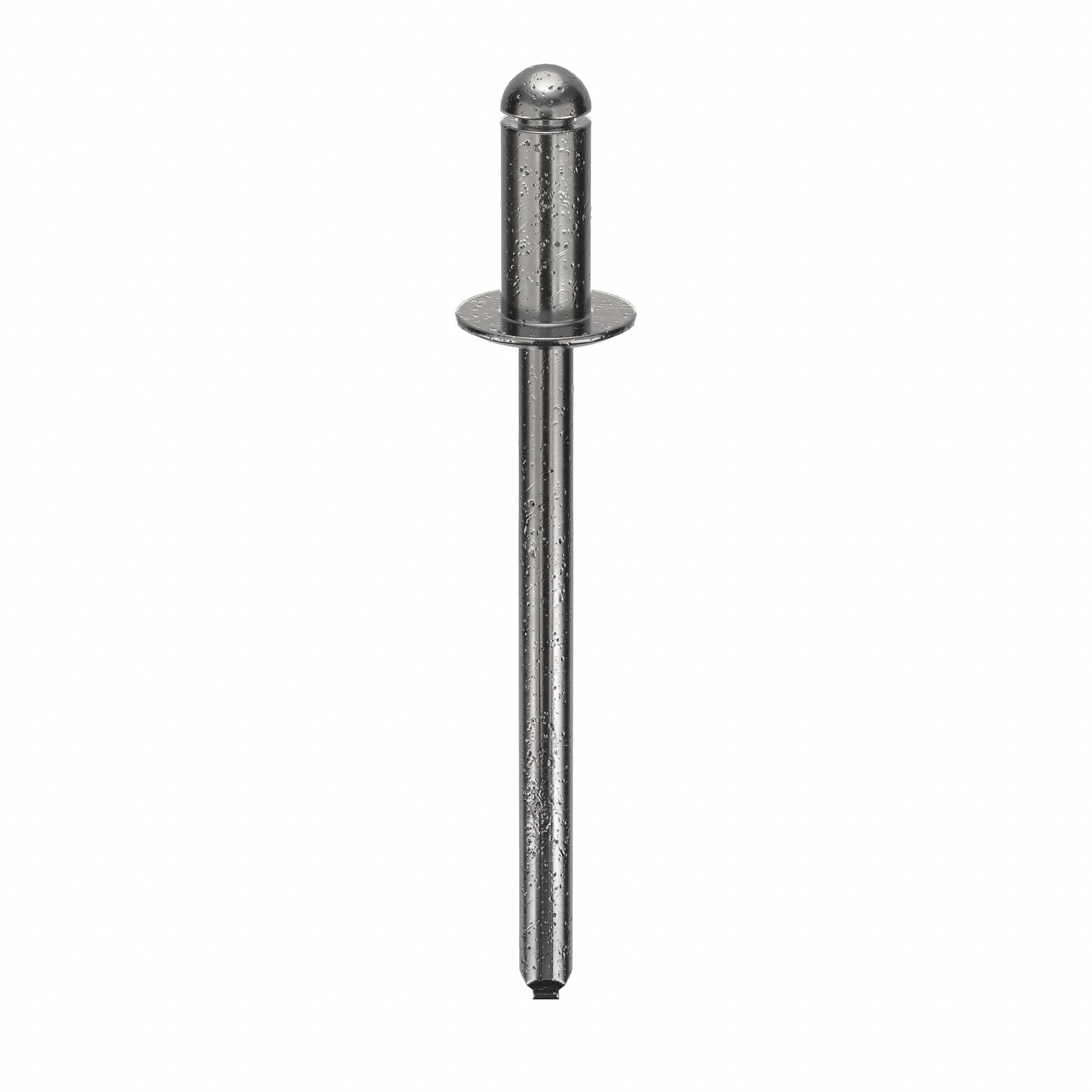 Blind Rivet, 1 53/84" L, 0.153" dia, PK500: Inch, 1 5/8 in Overall Lg, 11/32 in Body Lg, Dome, 500 PK