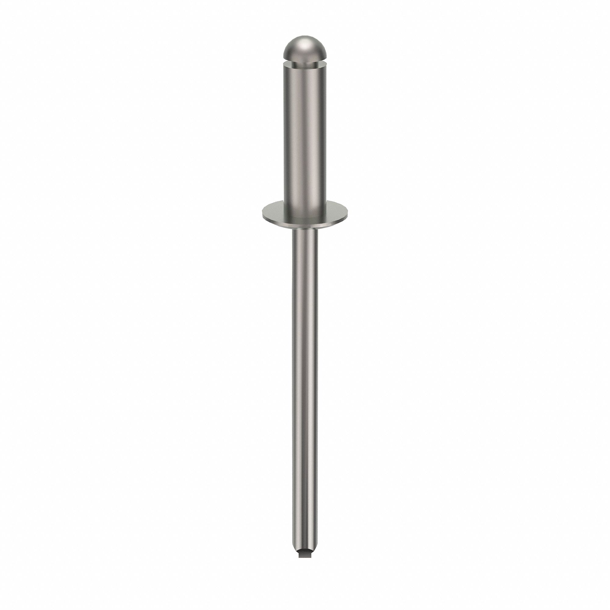 Blind Rivet, 1 47/88" L, 0.124" dia, PK500: Inch, 1 17/32 in Overall Lg, 7/16 in Body Lg, Dome, 500 PK