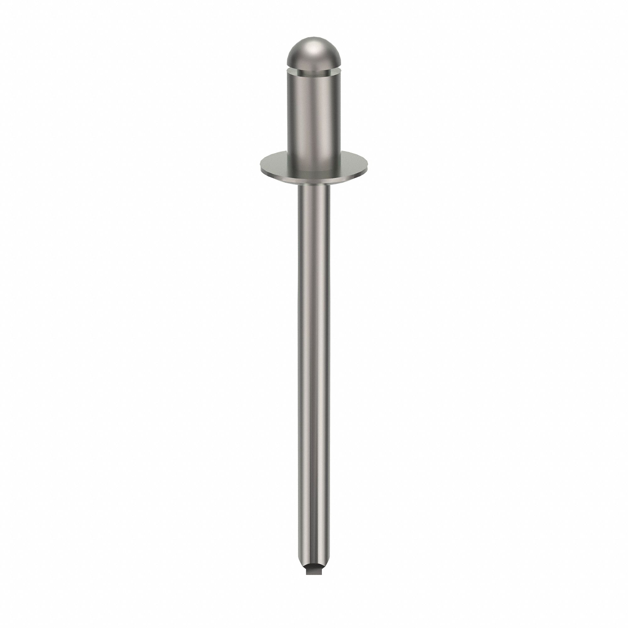 Blind Rivet, 1 25/44" L, 0.155" dia, PK500: Inch, 1 9/16 in Overall Lg, 9/32 in Body Lg, Dome, 500 PK