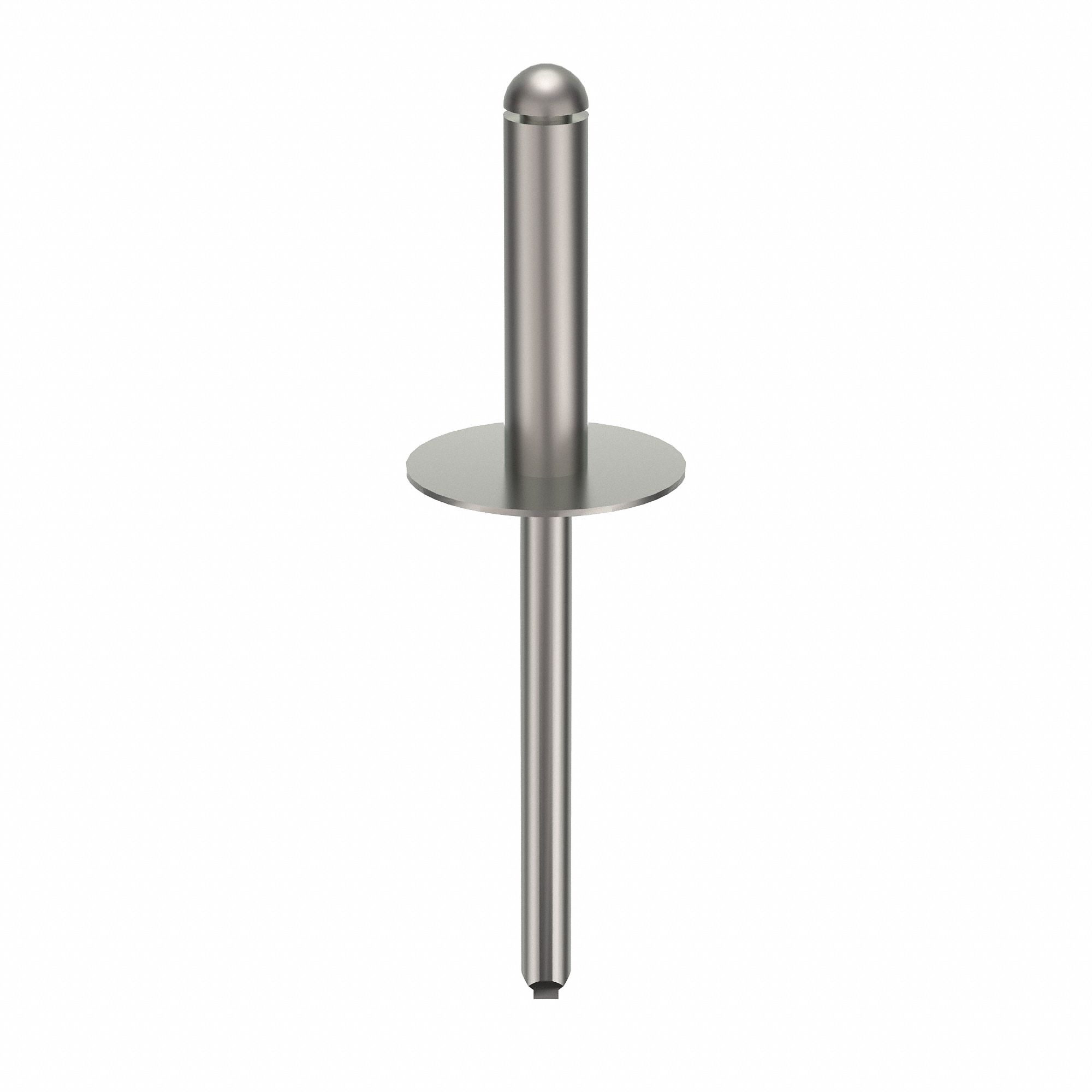 Blind Rivet, 2 10/99" L, 0.122" dia, PK100: Inch, 2 3/32 in Overall Lg, 51/64 in Body Lg, Plain, 100 PK