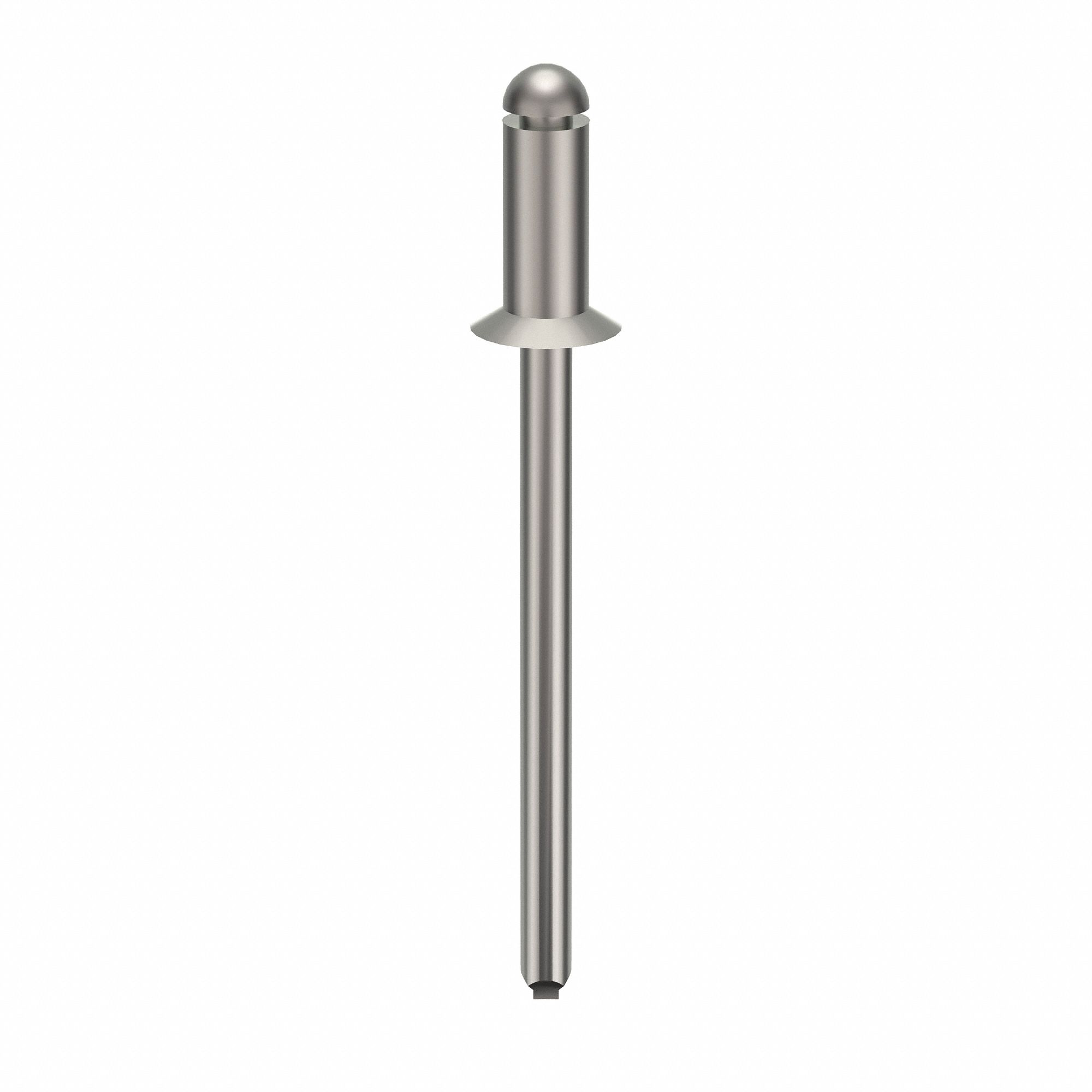 Blind Rivet, 1 23/63" L, 0.122" dia, PK500: Inch, 1 23/64 in Overall Lg, 9/32 in Body Lg, Plain, 500 PK