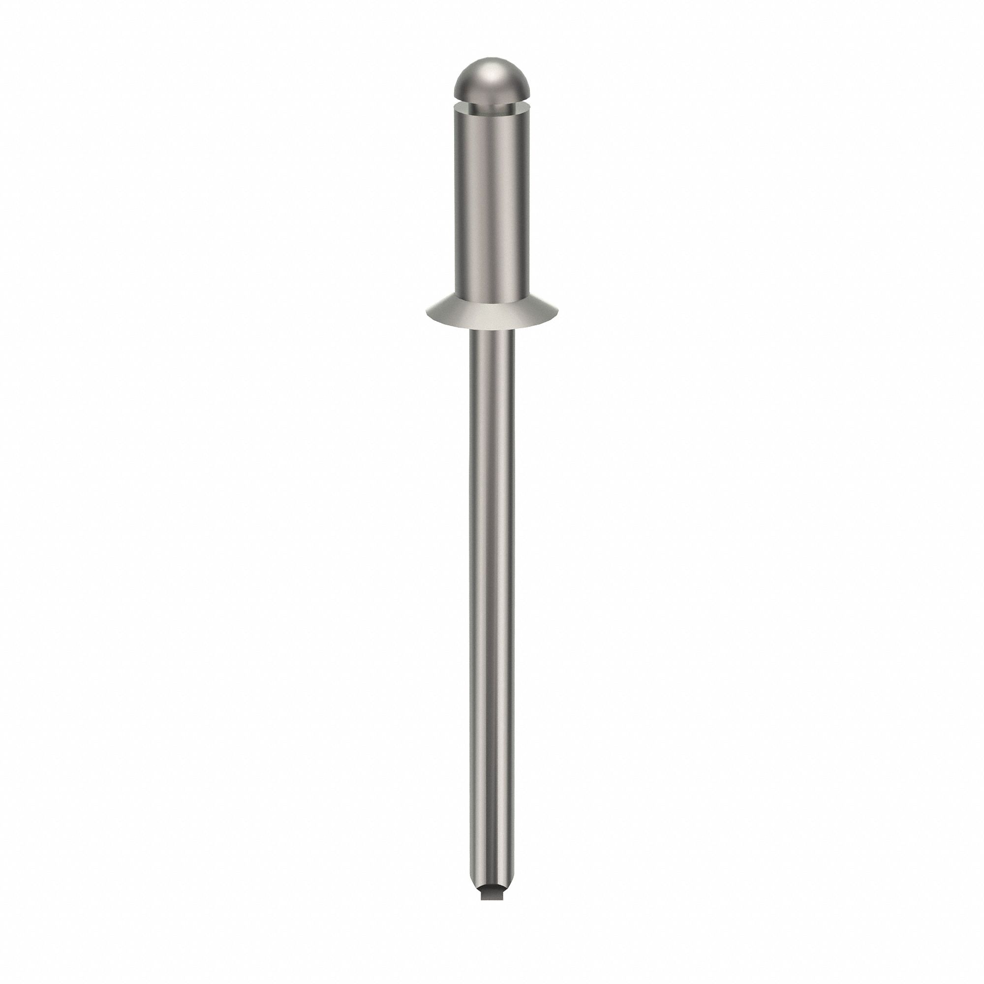 Blind Rivet, 1 27/67" L, 0.122" dia, PK500: Inch, 1 13/32 in Overall Lg, 5/16 in Body Lg, Plain, 500 PK
