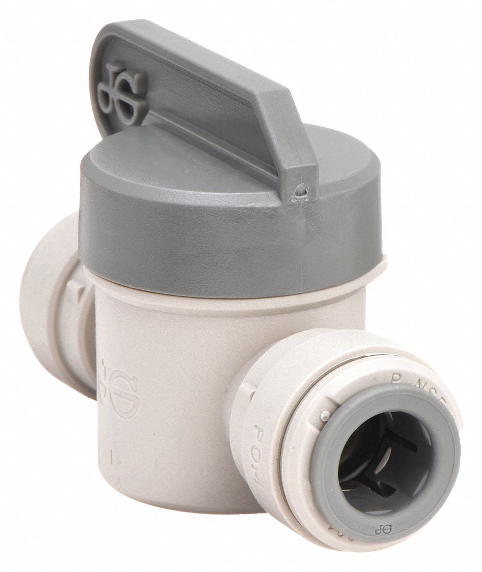 MANUAL TWO-WAY BALL VALVE: ⅜ IN, ACETAL, STRAIGHT, PUSH X PUSH