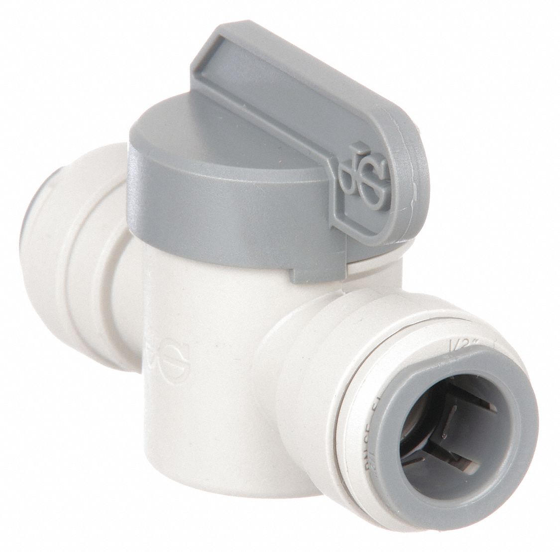 Manual Two-Way Ball Valve: 1/2 in, Acetal, Straight, Push x Push