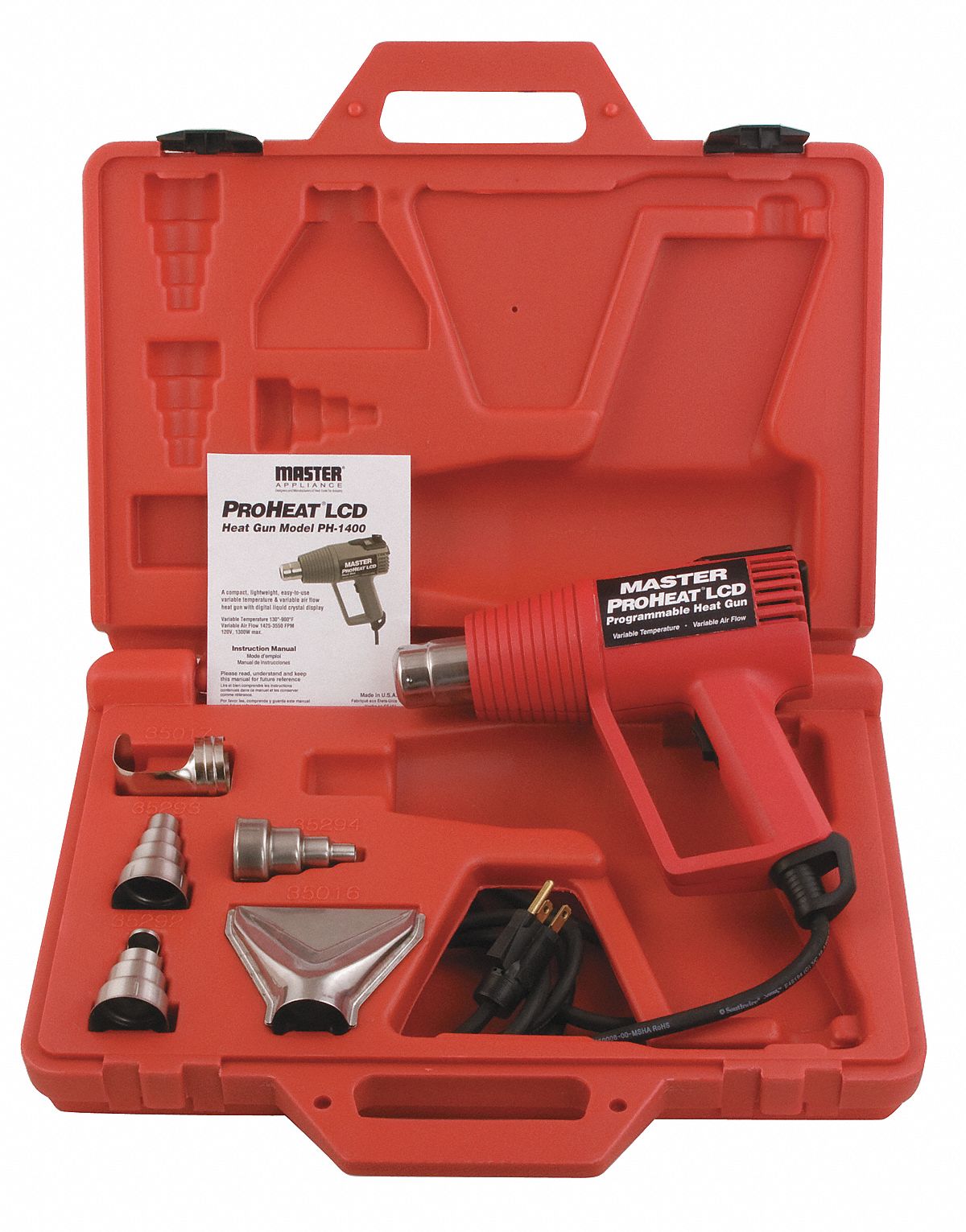 MASTER APPLIANCE Heat Gun Kit PistolGrip, 120V AC, ThreeProng, 130°F