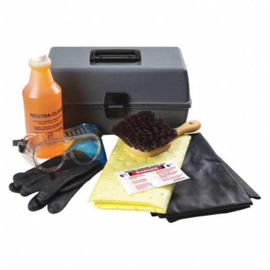BRADY SPC ABSORBENTS Battery Acid Spill Kit 8 in Synthetic Brush