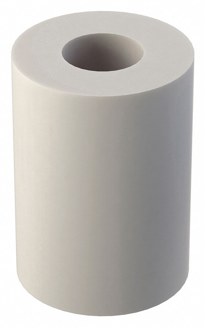 Spacer: For #6 Screw Size, Nylon, Plain, 7/16 in Overall Lg, 0.14 in Inside Dia, 10 PK
