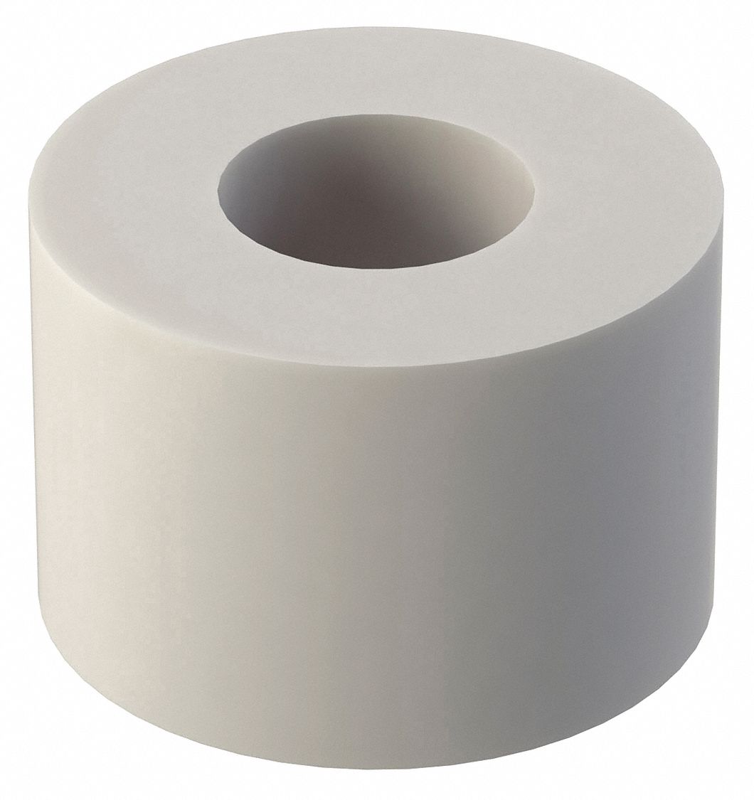 Spacer: For #8 Screw Size, Nylon, Plain, 1/4 in Overall Lg, 0.171 in Inside Dia, 10 PK