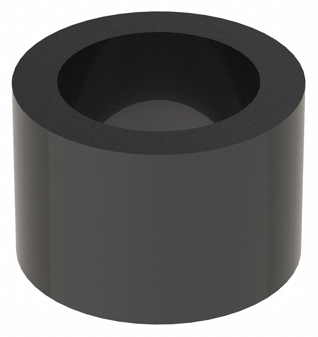 Spacer: M10 Screw Size, 10 mm Overall Lg, Round, Nylon, Plain, Nylon, 10 PK