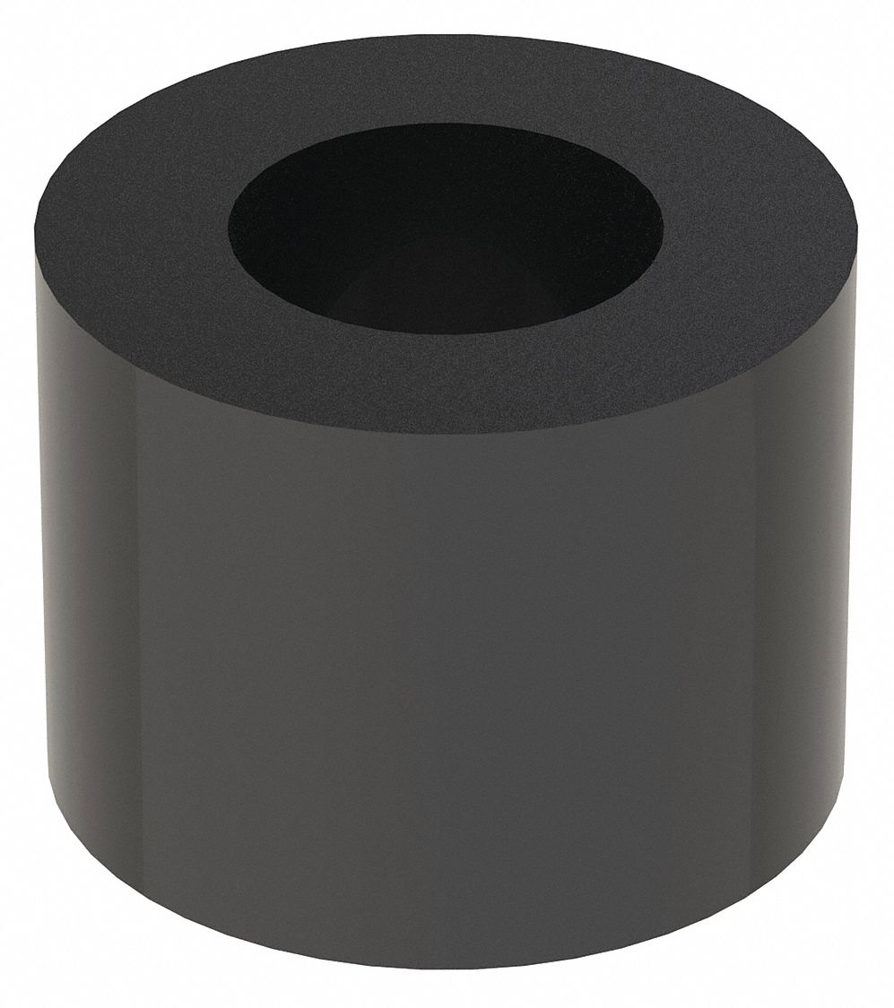 Spacer: For M5 Screw Size, Nylon, Plain, 7.5 mm Overall Lg, 5.3 mm Inside Dia, 10 PK