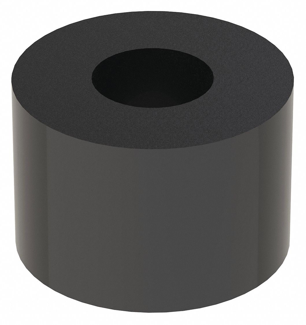 Spacer: M6 Screw Size, 10 mm Overall Lg, Round, Nylon, Plain, Nylon, 10 PK