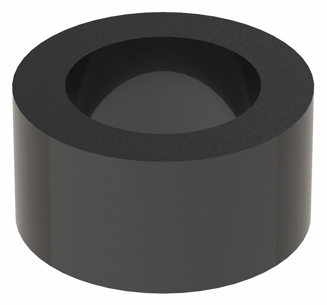 Spacer: M8 Screw Size, 20 mm Overall Lg, Round, Nylon, Plain, Nylon, 10 PK