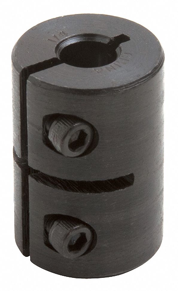 Rigid Shaft Coupling: 1/4 in Bore Dia 1, 1/4 in Bore Dia 2, For Round Shaft Type, Round, Inch