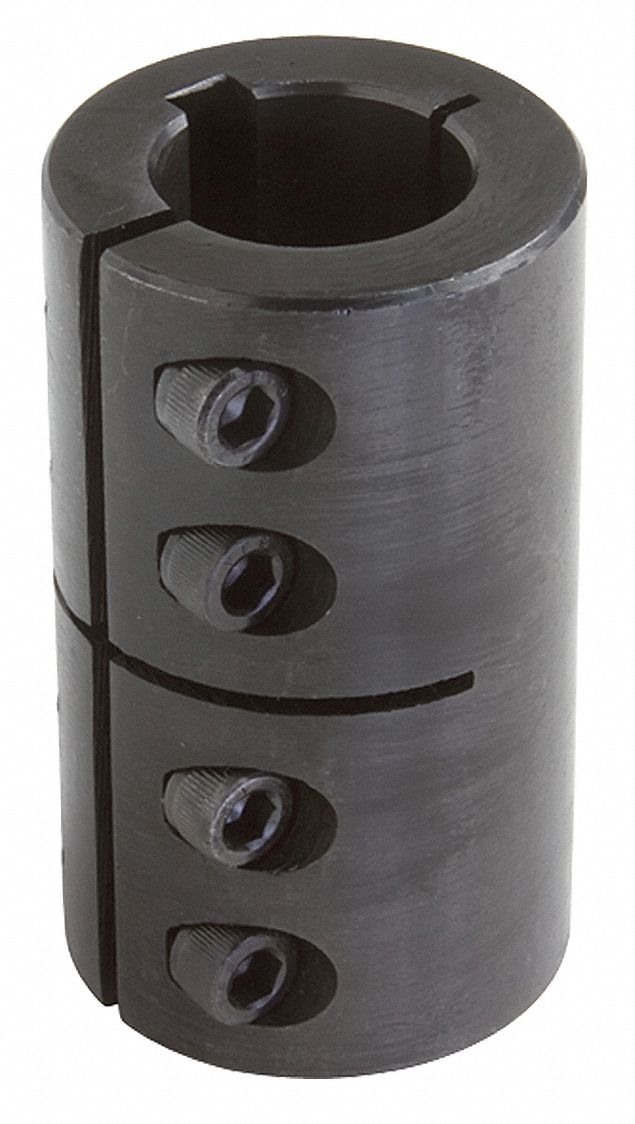 Rigid Shaft Coupling: 1 in Bore Dia 1, 1 in Bore Dia 2, Round Keyed, For Keyed Shaft Type
