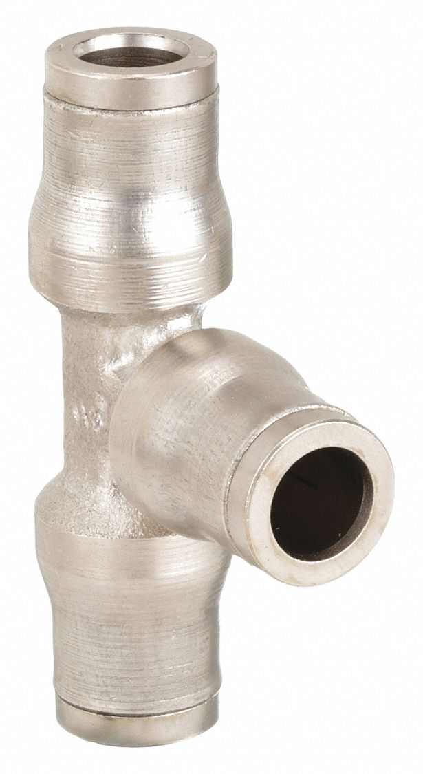 UNION TEE: NICKEL PLATED BRASS, PUSH-TO-CONNECT X PUSH-TO-CONNECT X PUSH-TO-CONNECT, METRIC