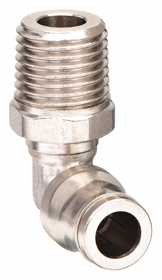 SWIVEL MALE ELBOW: NICKEL PLATED BRASS, PUSH-TO-CONNECT X MBSPT, FOR 4 MM TUBE OD, ¼ IN PIPE