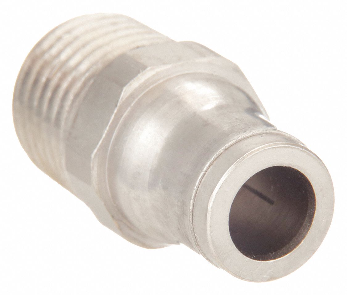 MALE CONNECTOR: NICKEL PLATED BRASS, PUSH-TO-CONNECT X MNPT, FOR ½ IN TUBE OD, ½ IN PIPE