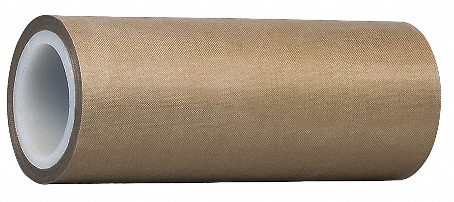 CLOTH TAPE, PTFE SLICK SURFACE GLASS CLOTH TAPE, TAN, 12 IN X 5 YD, 12 MIL, SILICONE