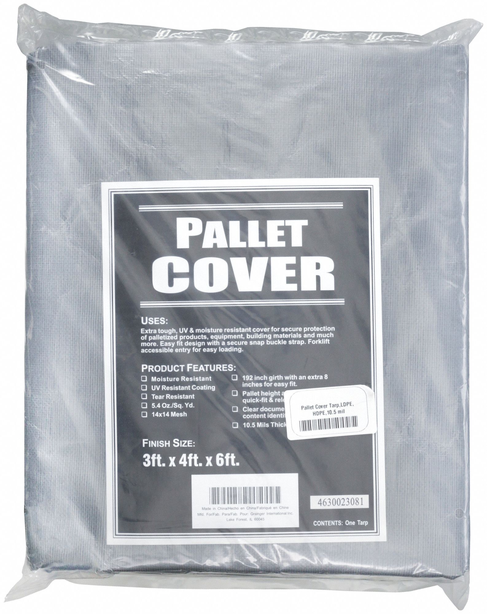 PALLET COVER TARPAULIN,36X48X72IN