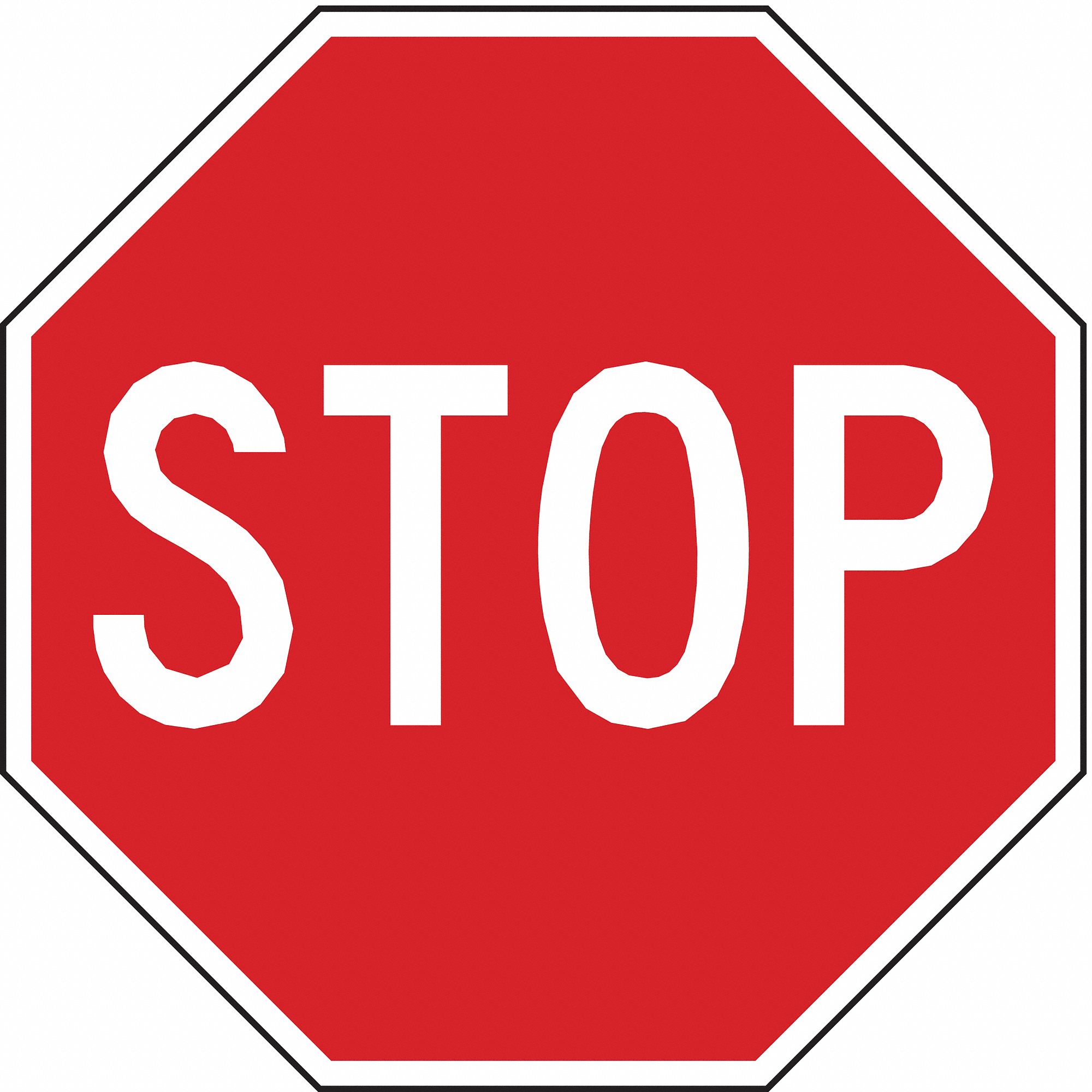 STOP SIGN W MOUNTING HOLES, UV-RESISTANT, HEXAGON, RED/WHITE, 18 X 18 IN, REFLECTIVE ALUMINUM