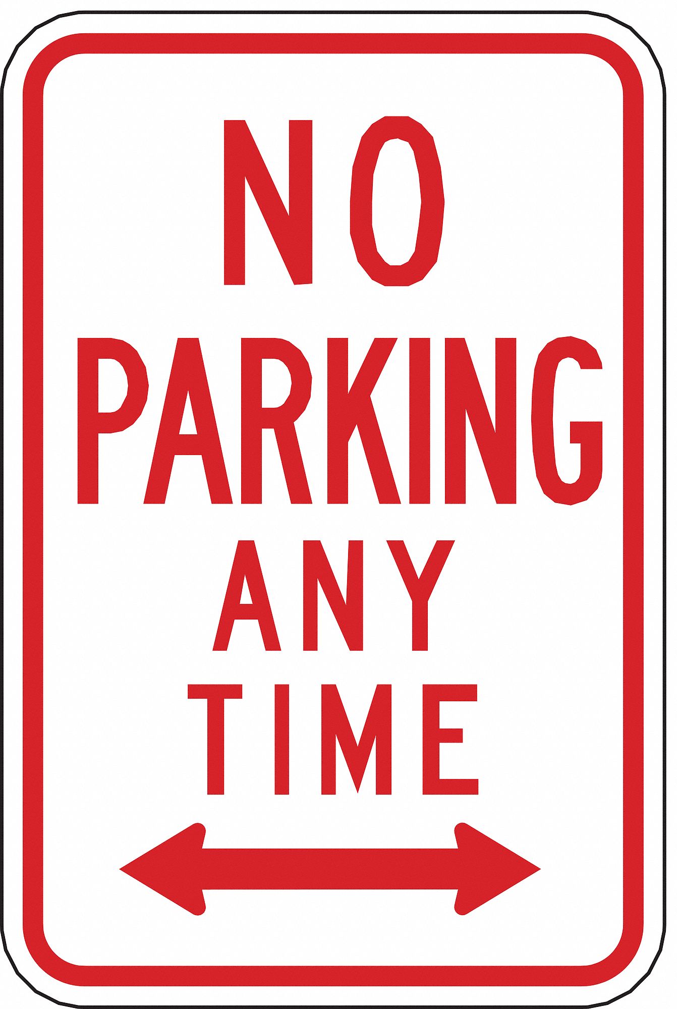 No Parking Sign: 18 in x 12 in Nominal Sign Size, Aluminum, 0.063 in, R7-1D MUTCD