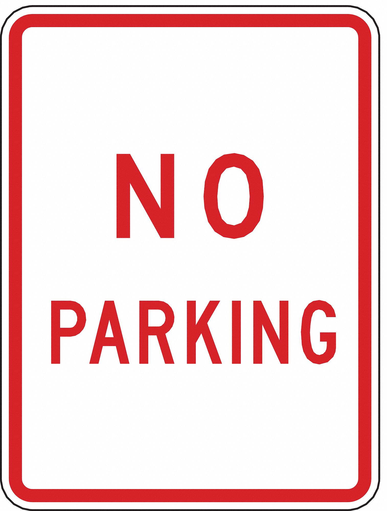 No Parking Sign: 18 in x 12 in Nominal Sign Size, Aluminum, 0.063 in, R8-3 MUTCD