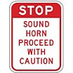 Stop: Sound Horn Proceed With Caution Signs image