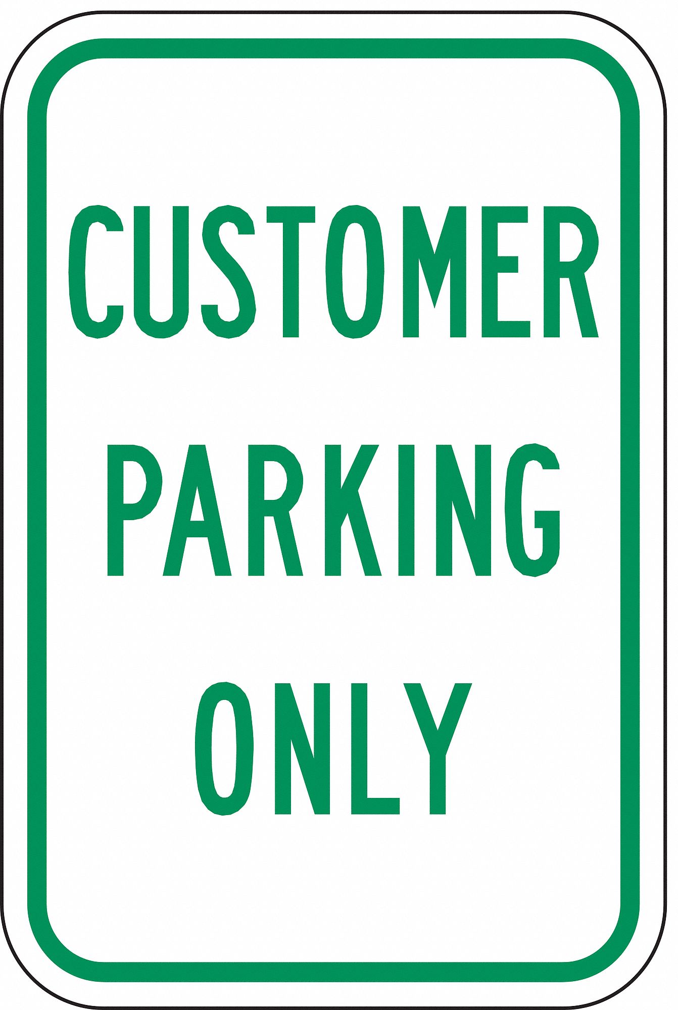 Parking Sign: 18 in x 12 in Nominal Sign Size, Aluminum, 0.063 in, High Intensity Prismatic, Green