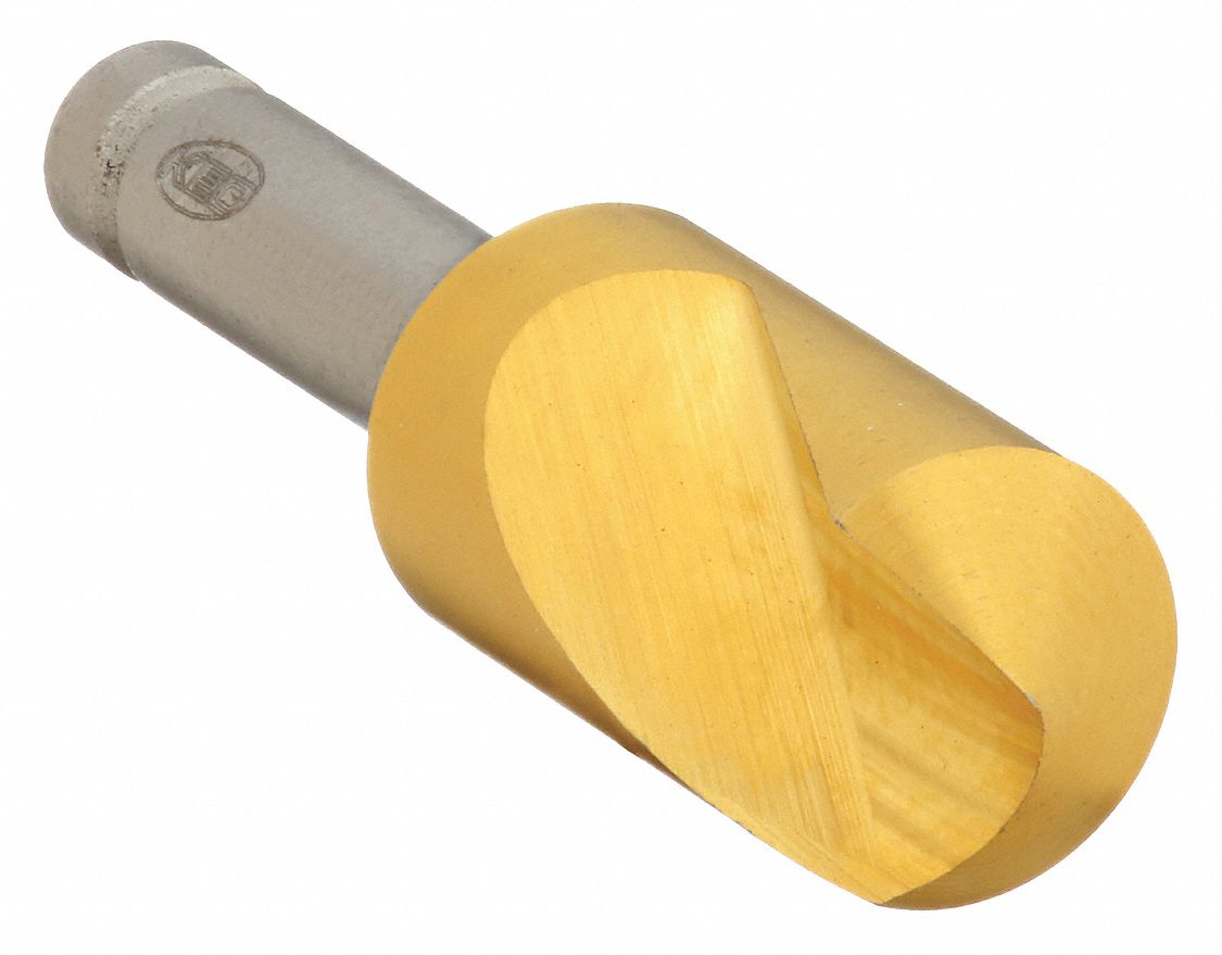 Countersink: 1 1/2 in Body Dia., 3/4 in Shank Dia., TiN Finish, 2 7/8 in Overall Lg, Cobalt