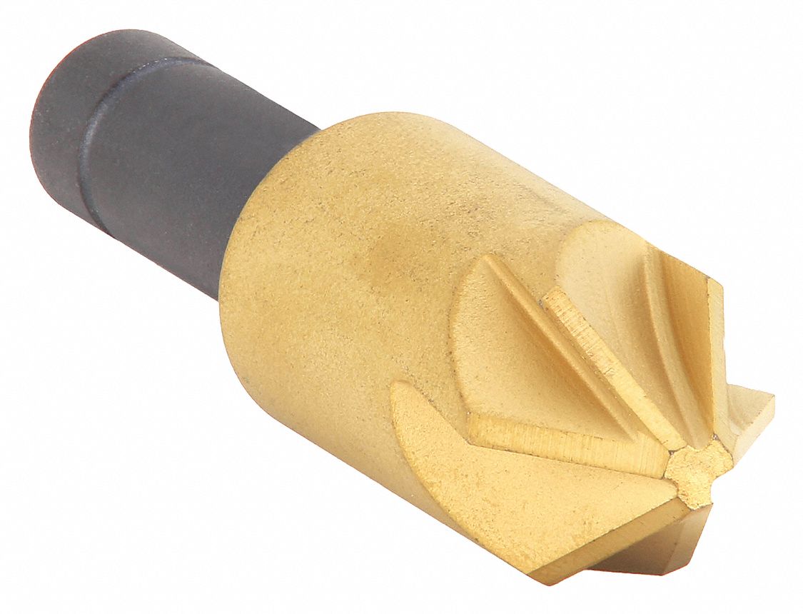 Countersink: 1/2 in Body Dia., 1/4 in Shank Dia., TiN Finish, 2 in Overall Lg, Cobalt