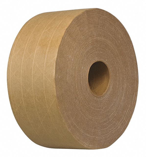Water-Activated Packaging Tape: 2 3/4 in x 450 ft, 70 mm x 137.16 m, 5.9 mil Tape Thick