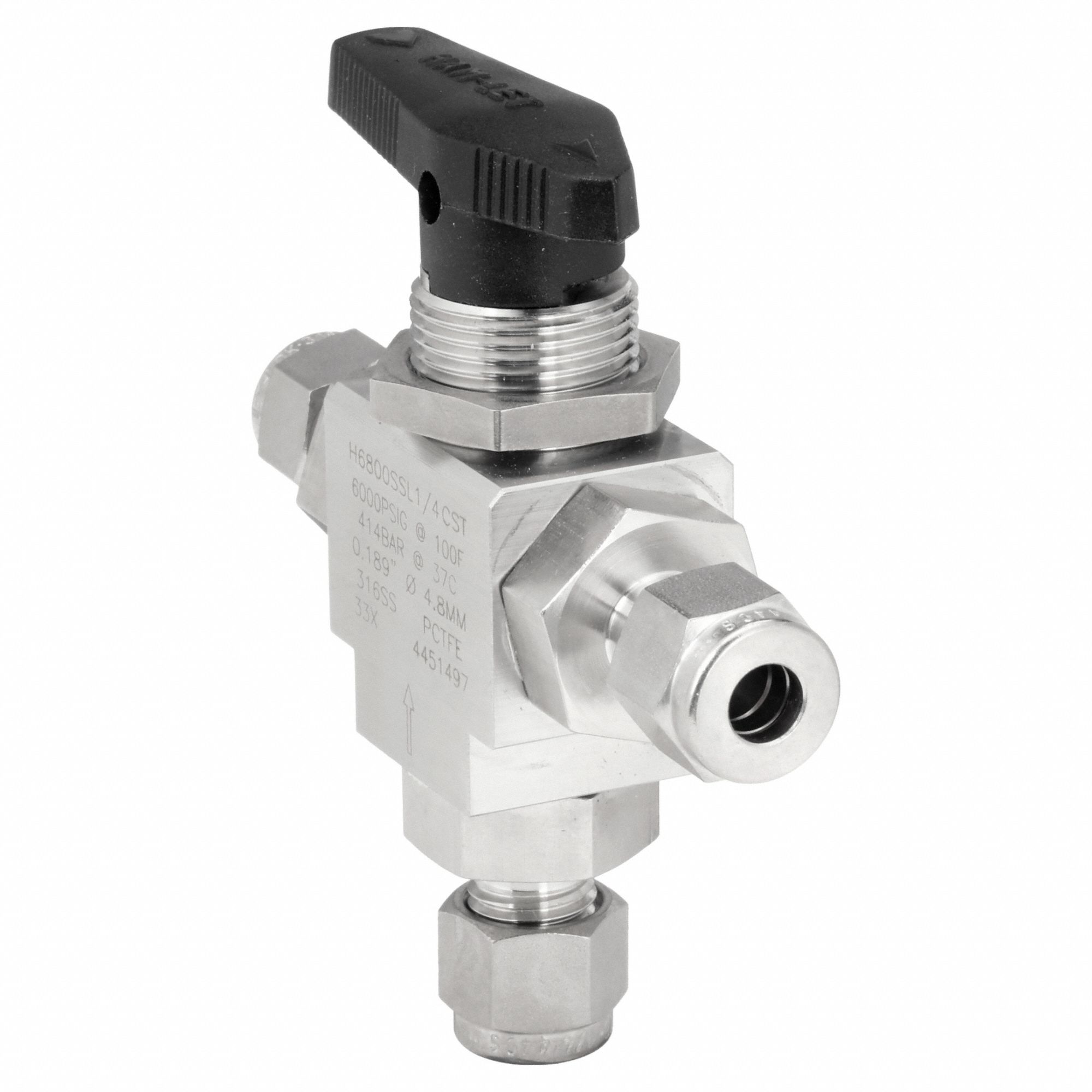 HAM-LET, 1/4 in, 316 Stainless Steel, Manual Three-Way Ball Valve ...