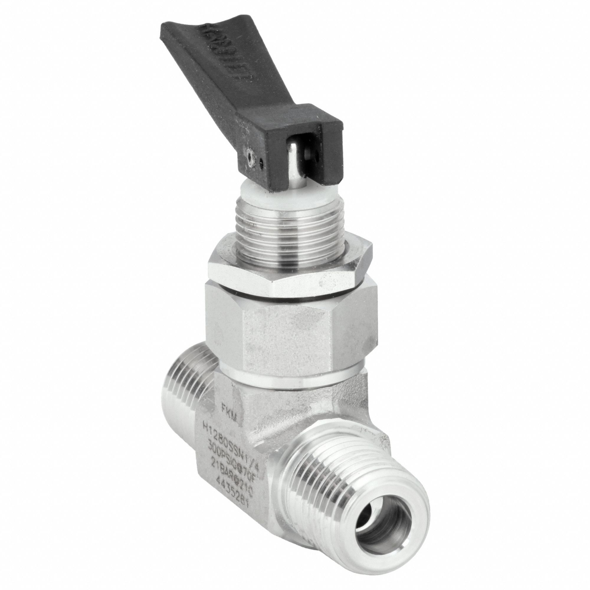 Manual Two-Way Ball Valve: 1/4 in Pipe Size, 316 Stainless Steel, MNPT x MNPT, 300 psi CWP