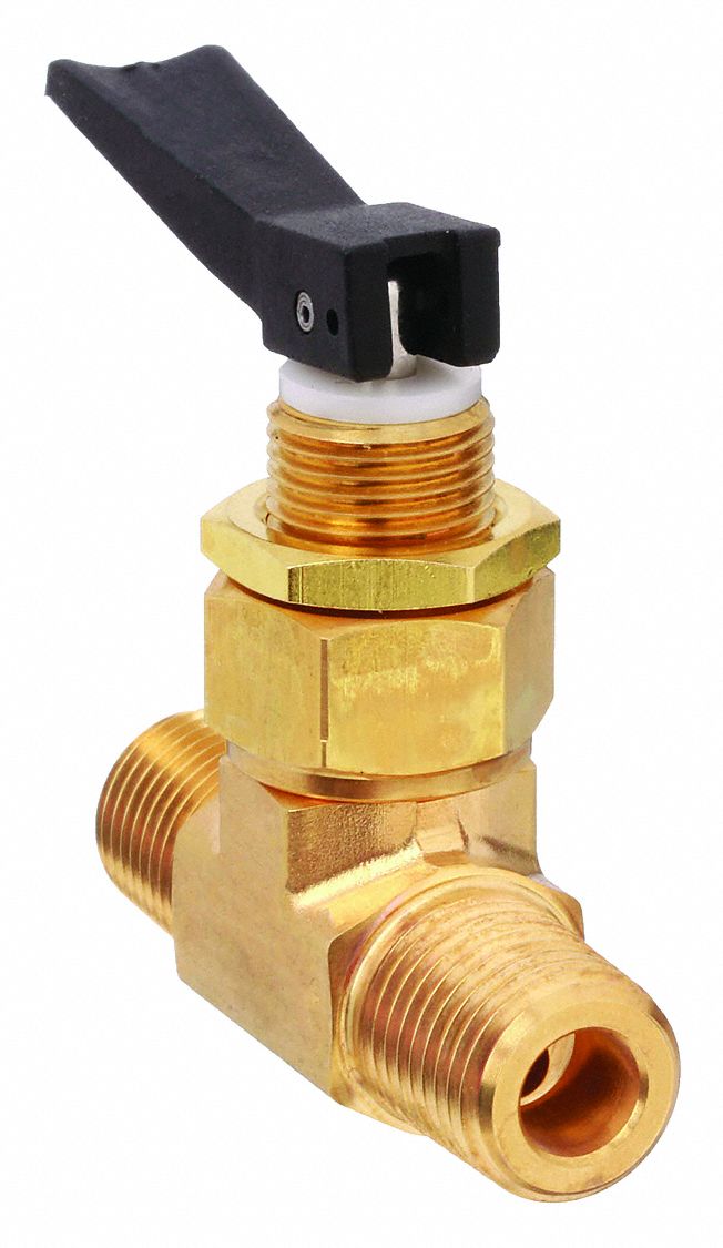 Manual Two-Way Ball Valve: 1/8 in Pipe Size, Brass, MNPT x MNPT, Straight Valve Body