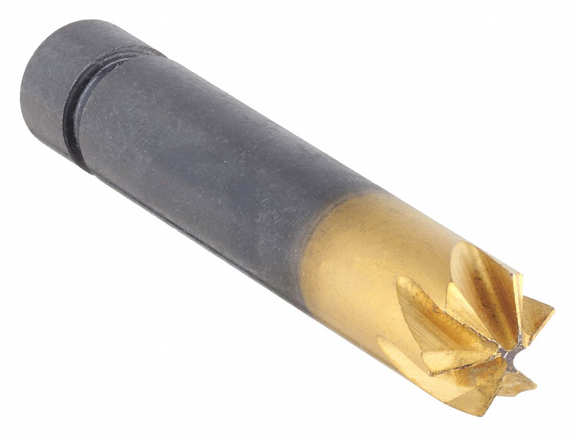 Countersink: 1/2 in Body Dia., 1/4 in Shank Dia., TiN Finish, 2 in Overall Lg, Cobalt