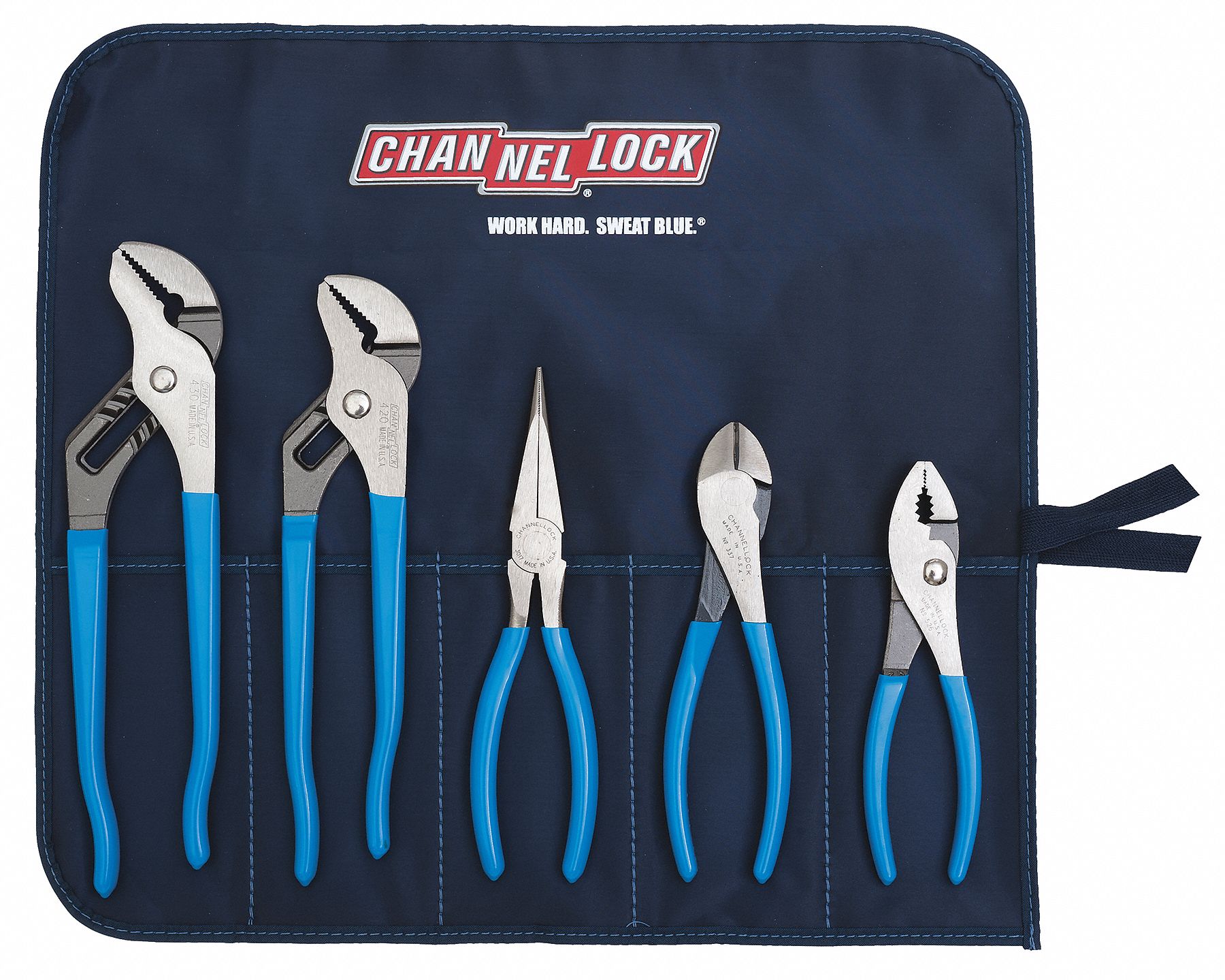 5 Pliers, Std Cushion Grip, Plier Set 3ZZV4TOOL ROLL 3 Grainger